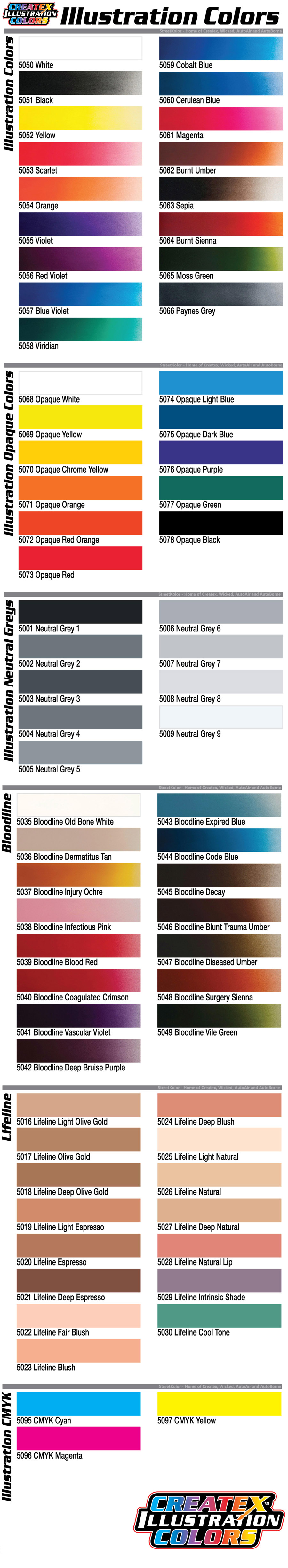 Createx Illustration Color Chart